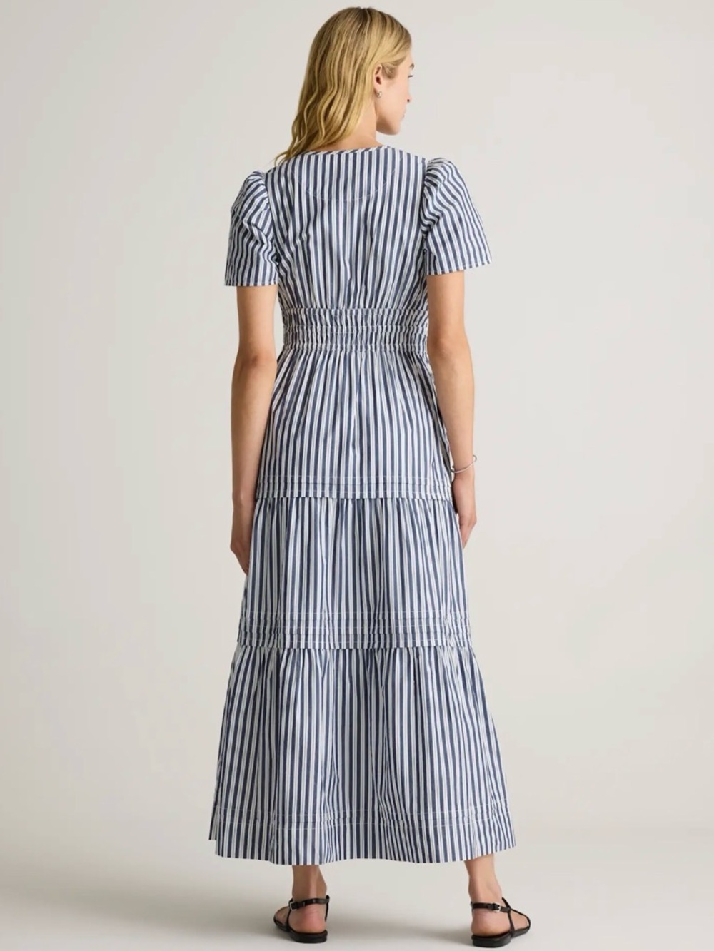 Quince Navy and White Striped Maxi Dress - Picture 6 of 6